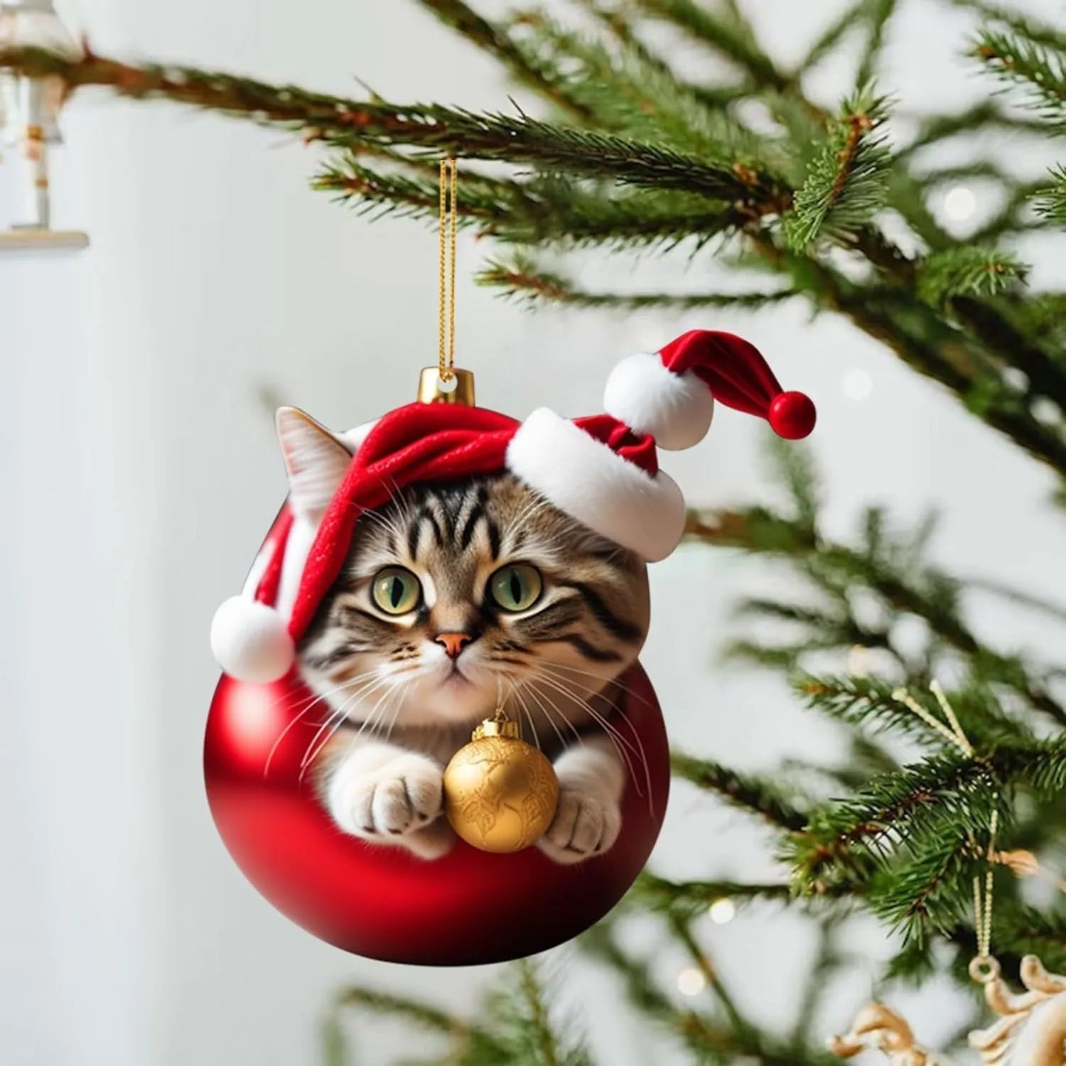 Creative kitty cartoon Christmas car hanging ornament in acrylic material