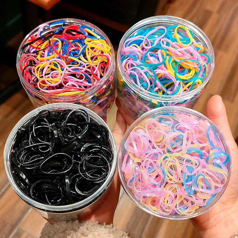 TPU baby hair ties elastic bands in multiple colours with reusable storage container for toddlers kids girls