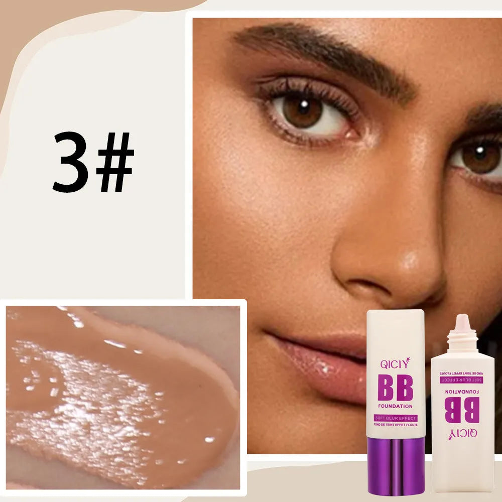 Feeding bottle containing liquid foundation concealer BB cream in ten different shade options.