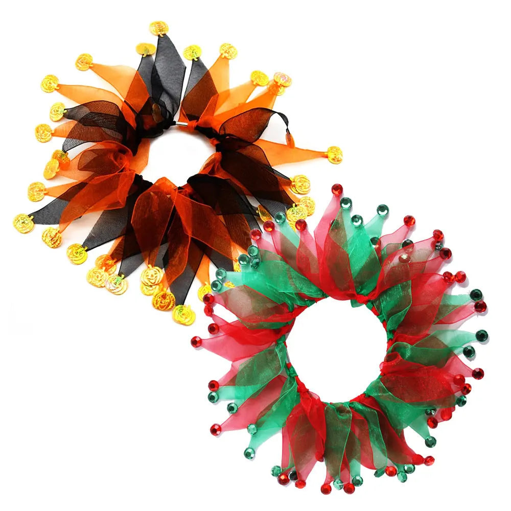 Tie-dye pattern dog collar in Halloween and Christmas colour styles made from cloth
