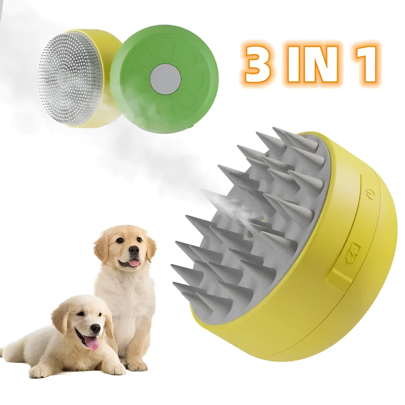 Cat Spray Comb electric massage pet spray comb in green colour with 30ml water tank and silicone bristles