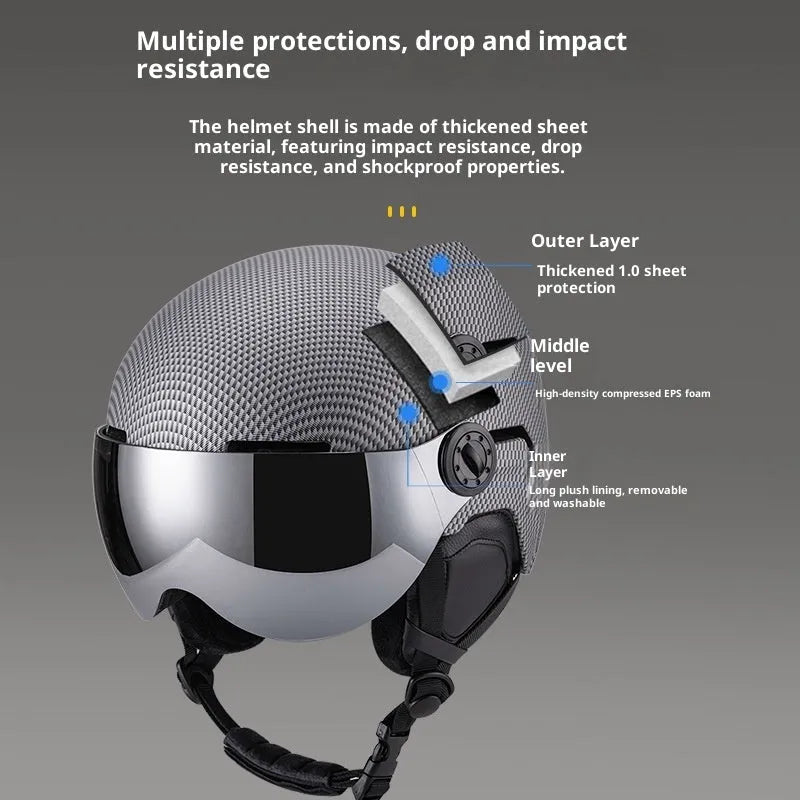 Unisex skiing helmet cover with integrated molding PC shell and EPS liner in black colour