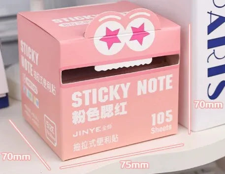 Boxed set of transparent pull-out sticky notes pad with 105 pages in six colour theme options