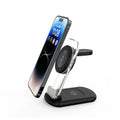 Transparent folding magnetic wireless charger showing three charging areas
