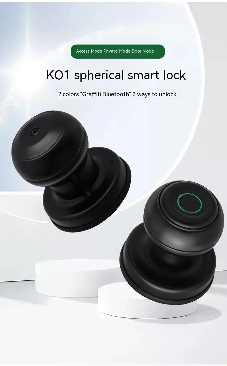 Smart fingerprint lock for security door in black modern simplicity style with keyhole and sensor