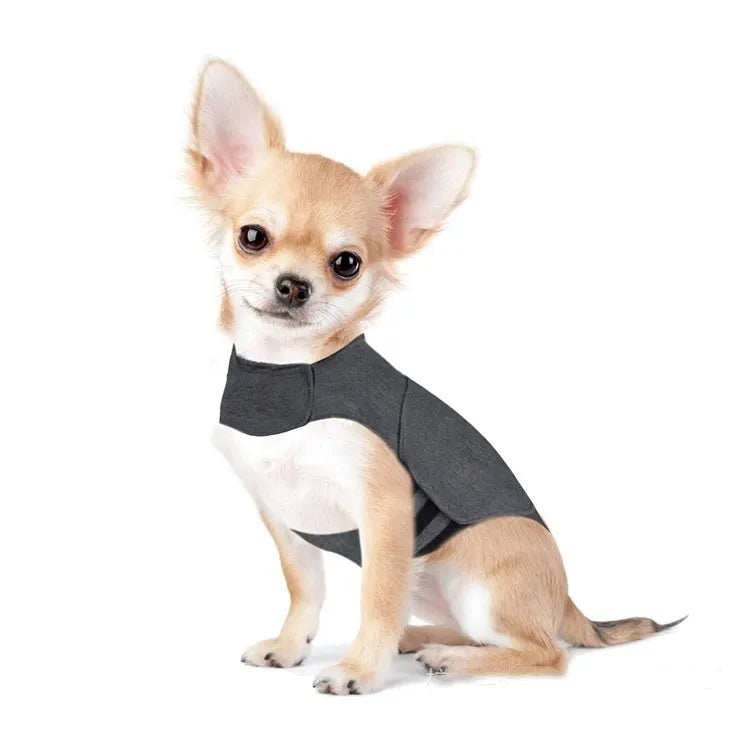 Heather grey dog anxiety jacket warm vest for dogs of various sizes