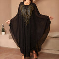 Muslim style chiffon cape shawl with rhinestone beaded trim in various colours showing 135-175cm length