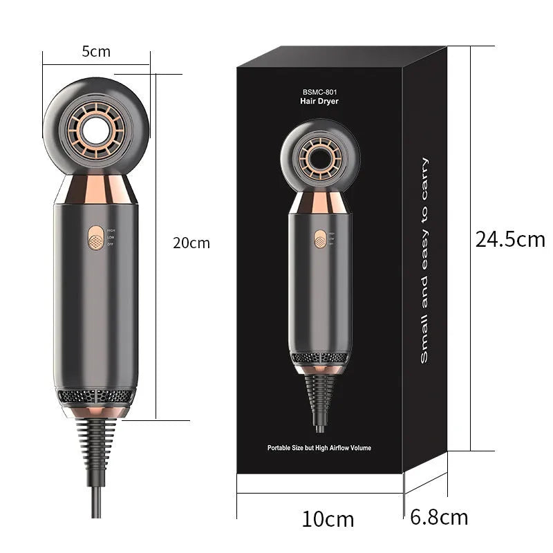 White leafless hair dryer with foldable handle and single nozzle