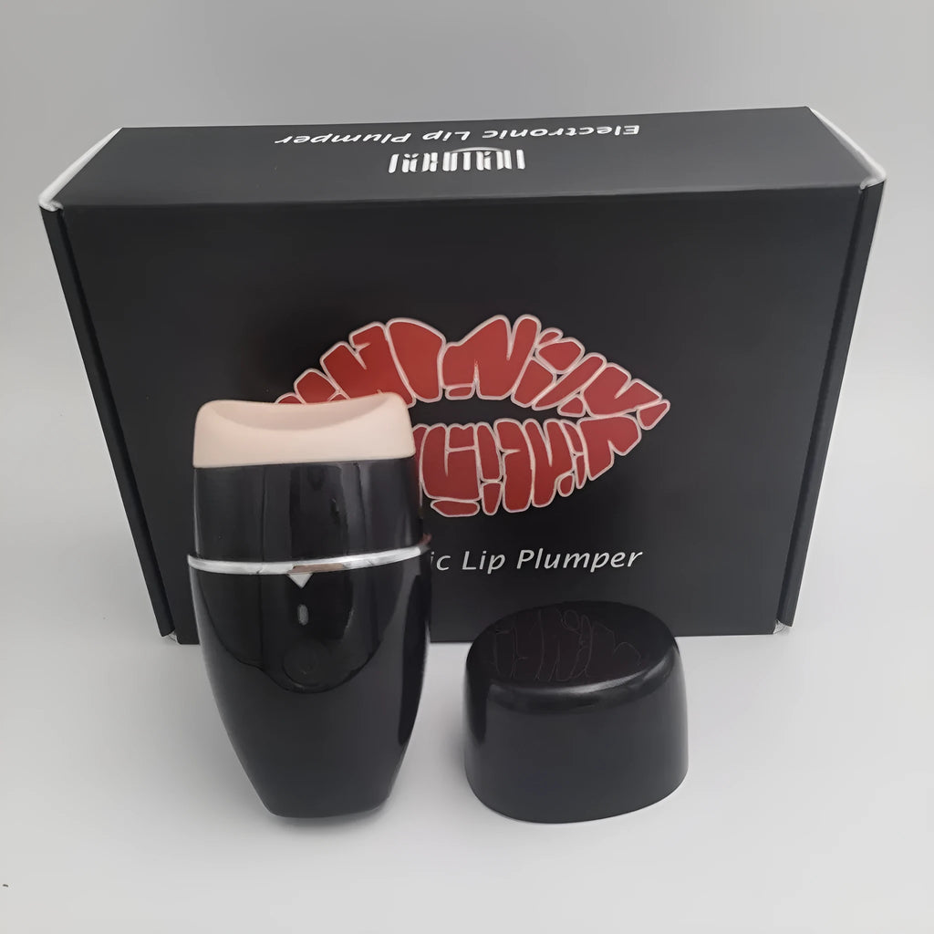 Black and white electric silicone lip plumper with USB charging cable