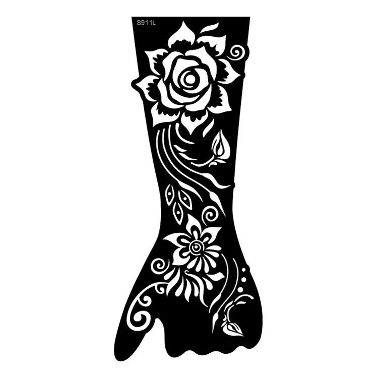 Geometric hollow template tattoo stickers showing intricate cut-out patterns for tattoo stencil applications