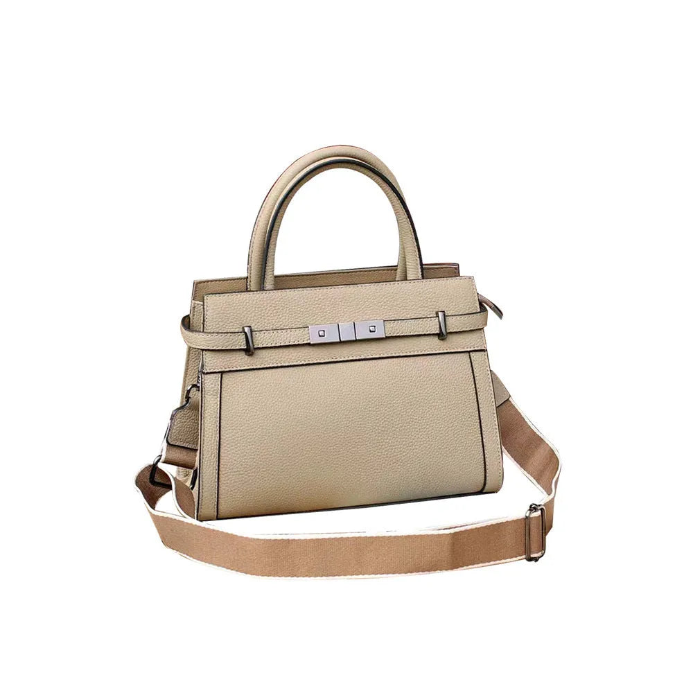 Small square genuine leather shoulder bag in horizontal design with multiple internal compartments