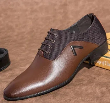 Men's black Oxford shoes with artificial PU leather upper and rubber sole on a white background.