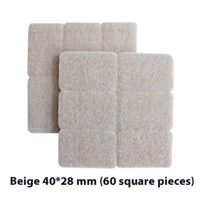 Beige plastic furniture protection pads in multiple sizes including round and square shapes