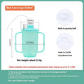 Oblique mouth choke-proof plastic drinking cup with handle and optional wrist splint for elderly adults.