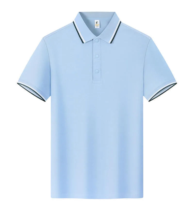 Lapel work short sleeve t-shirt in long-staple cotton, straight fit, white colour option
