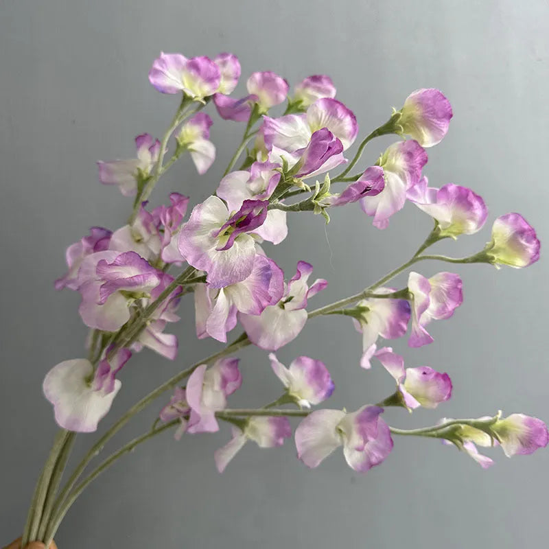 Silk flocking fragrant pea fake flower 63cm in purple, wedding decoration prop