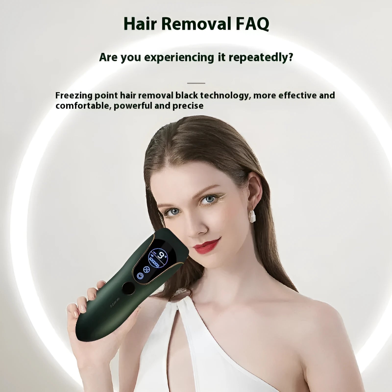 Freezing point hair removal device in sundial colours for body, face and leg use