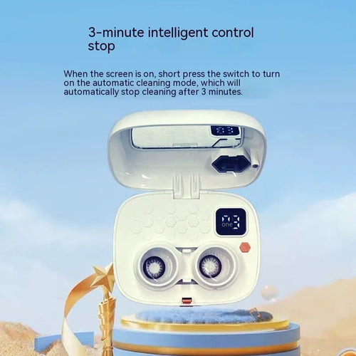 Compact pearl white automatic ultrasonic cleaning machine for glasses and contact lenses