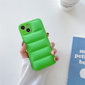 Fashion solid colour down jacket phone case for Apple iPhone in orange with TPU and PC back cover