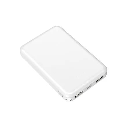 Black and white electric heating vest power bank showing compact 97mm by 64mm size.