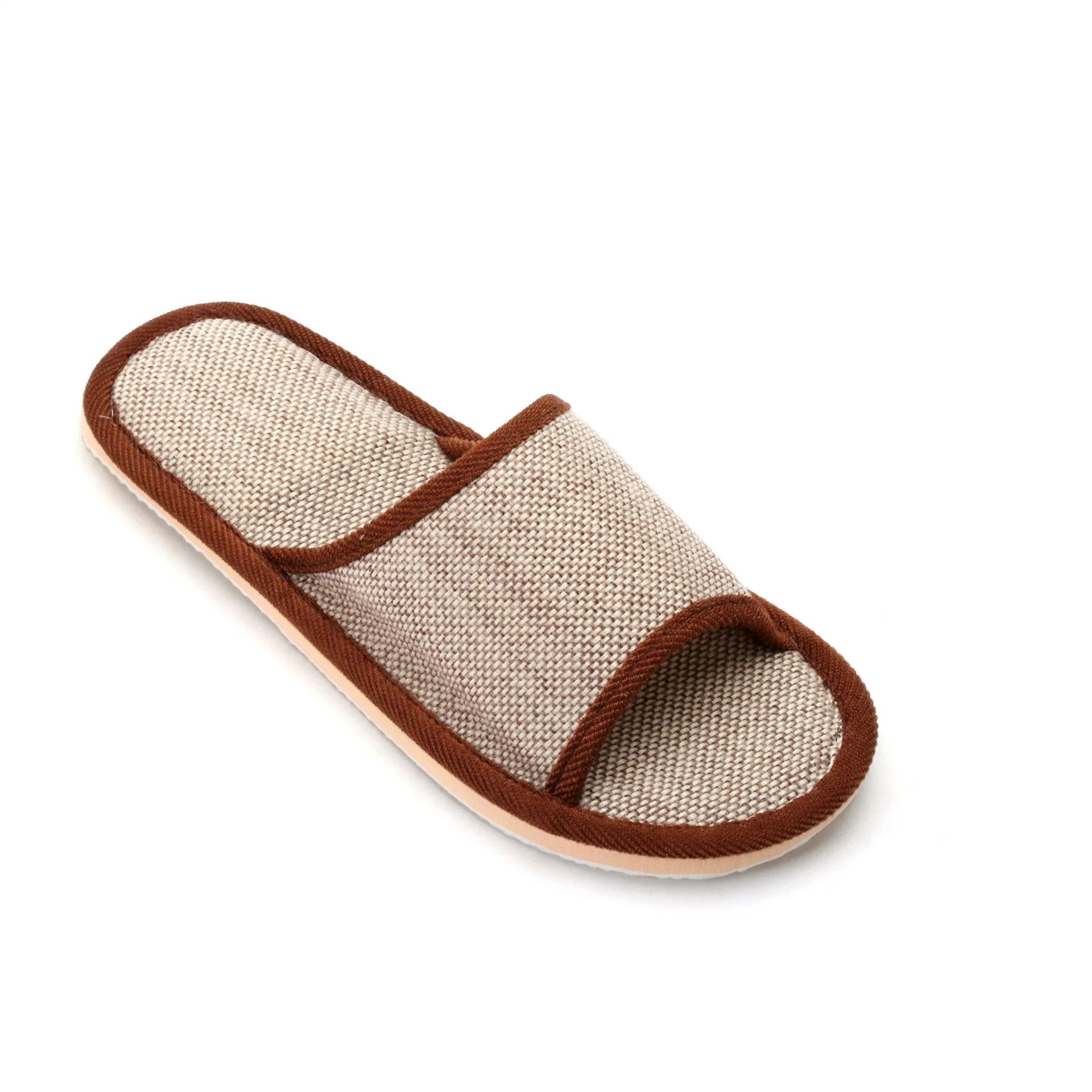 Women's open-toe linen slippers in various colours with thickening sole