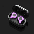Wireless TWS Bluetooth headset in charging case with colour options including Coffee, Grey, and Purple