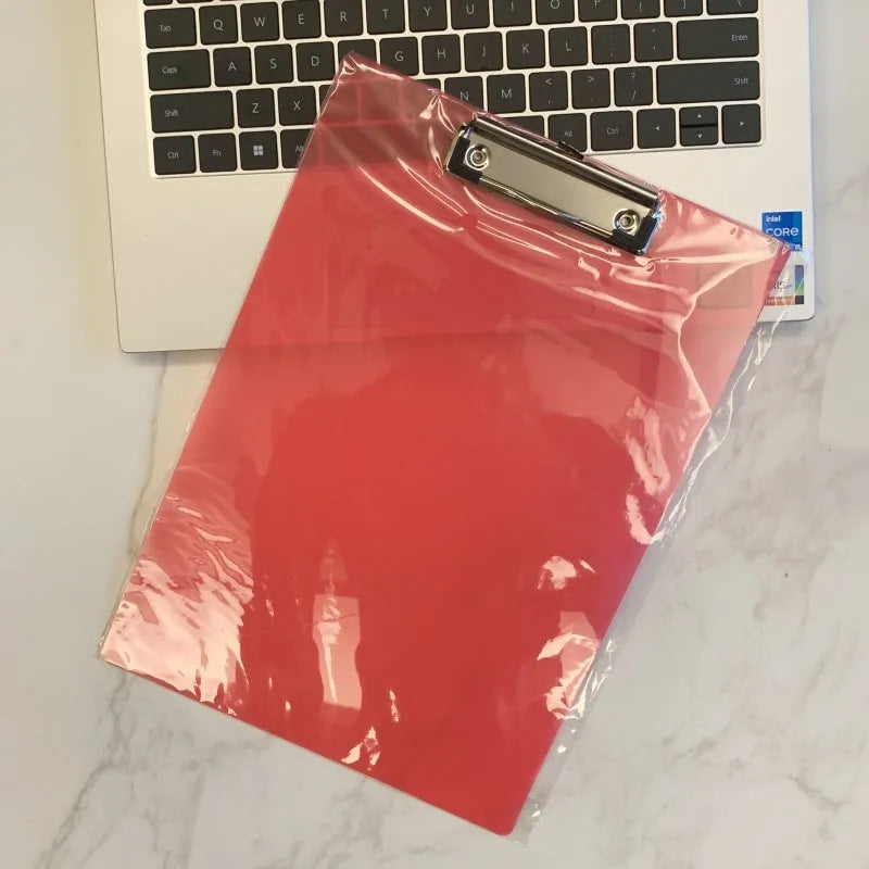 Transparent A4 A5 clipboard with metal flat clip on PP plastic writing board
