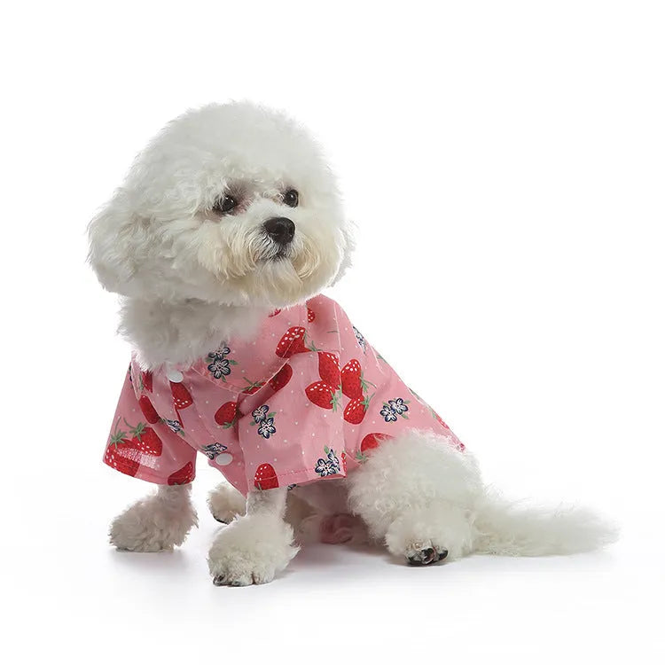 Fruit casual polyester dog clothes in pineapple powder colour for small to large dogs