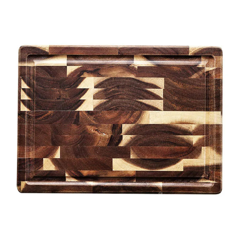 Brown acacia wood cutting board with 3cm thickness and parquet construction