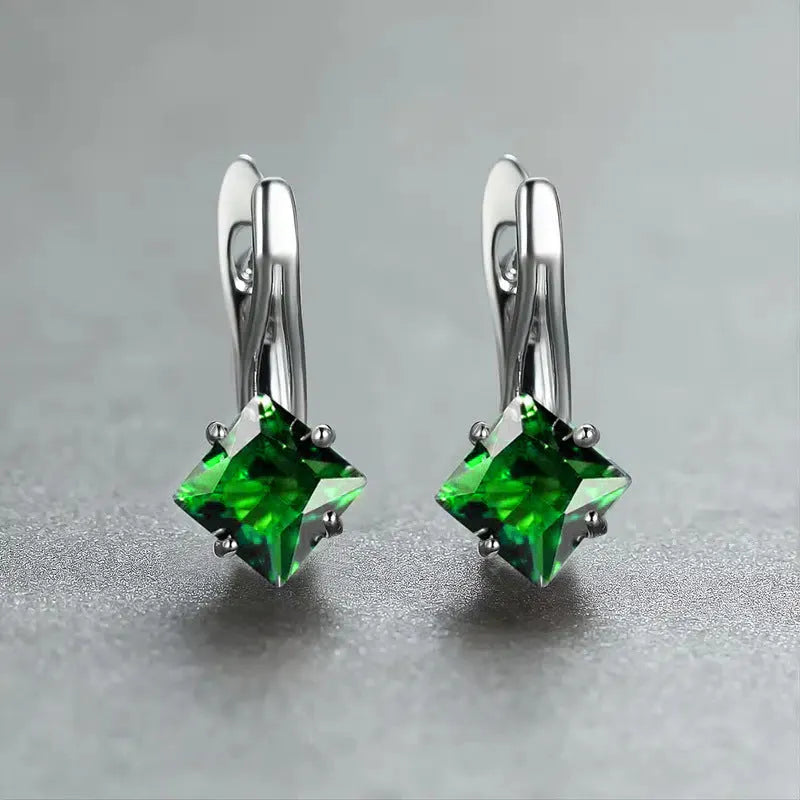 Women's copper earrings with diamond design pattern in blue, green and plain colour options