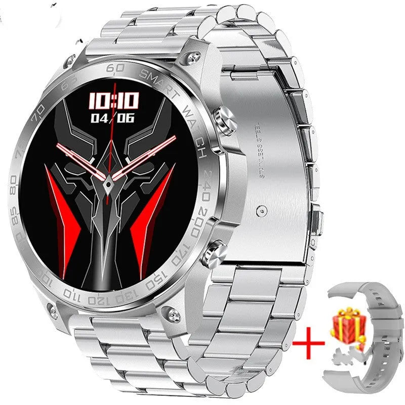 Bluetooth calling sports watch with round AMOLED screen and silicone strap in multiple colour options