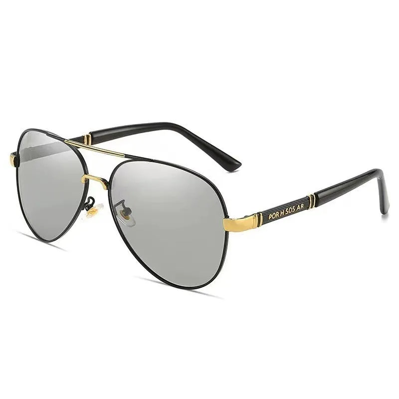Metal framed polarised sunglasses with dragon and phoenix decorative elements