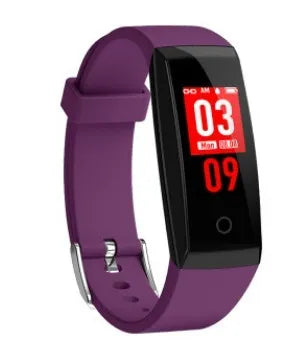 Colour screen smart bracelet with OLED display in black, blue or violet with IP67 waterproof rating