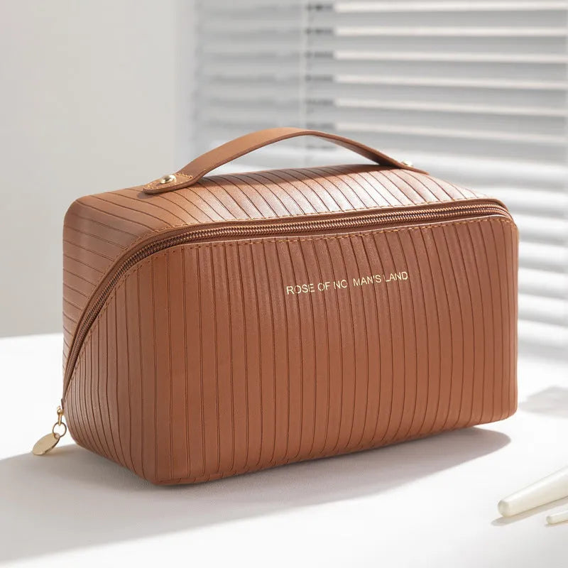 Vertical pattern pillow makeup bag cubic shape 22.5cm travel organiser in multiple colours