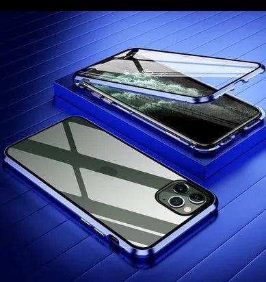 Glass anti-spy clamshell phone case for iPhone in multiple colour options