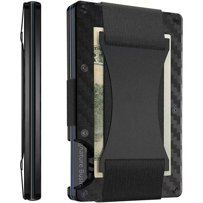Metal card bag wallet with RFID anti-theft blocking, solid colour, frosted finish, unisex coin and card holder