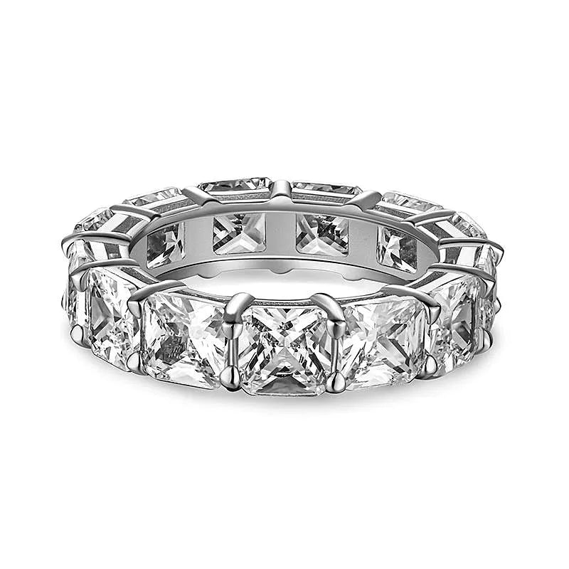 925 sterling silver full rhinestone zircon ring in geometric hip hop style for women