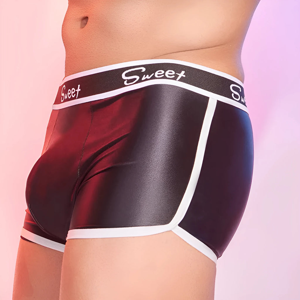 Men's silky nylon boxers in black, white and sapphire blue colours