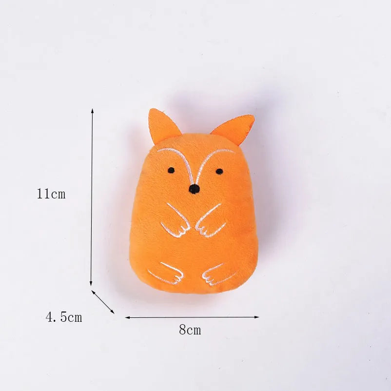Brown plush cat toy with claw designs for chewing and teeth grinding, filled with catnip.