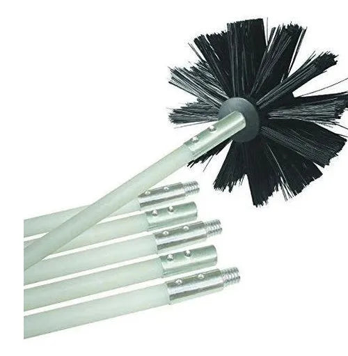 Flexible metal rod chimney cleaning brush with nylon bristles for dryer pipes and ducts
