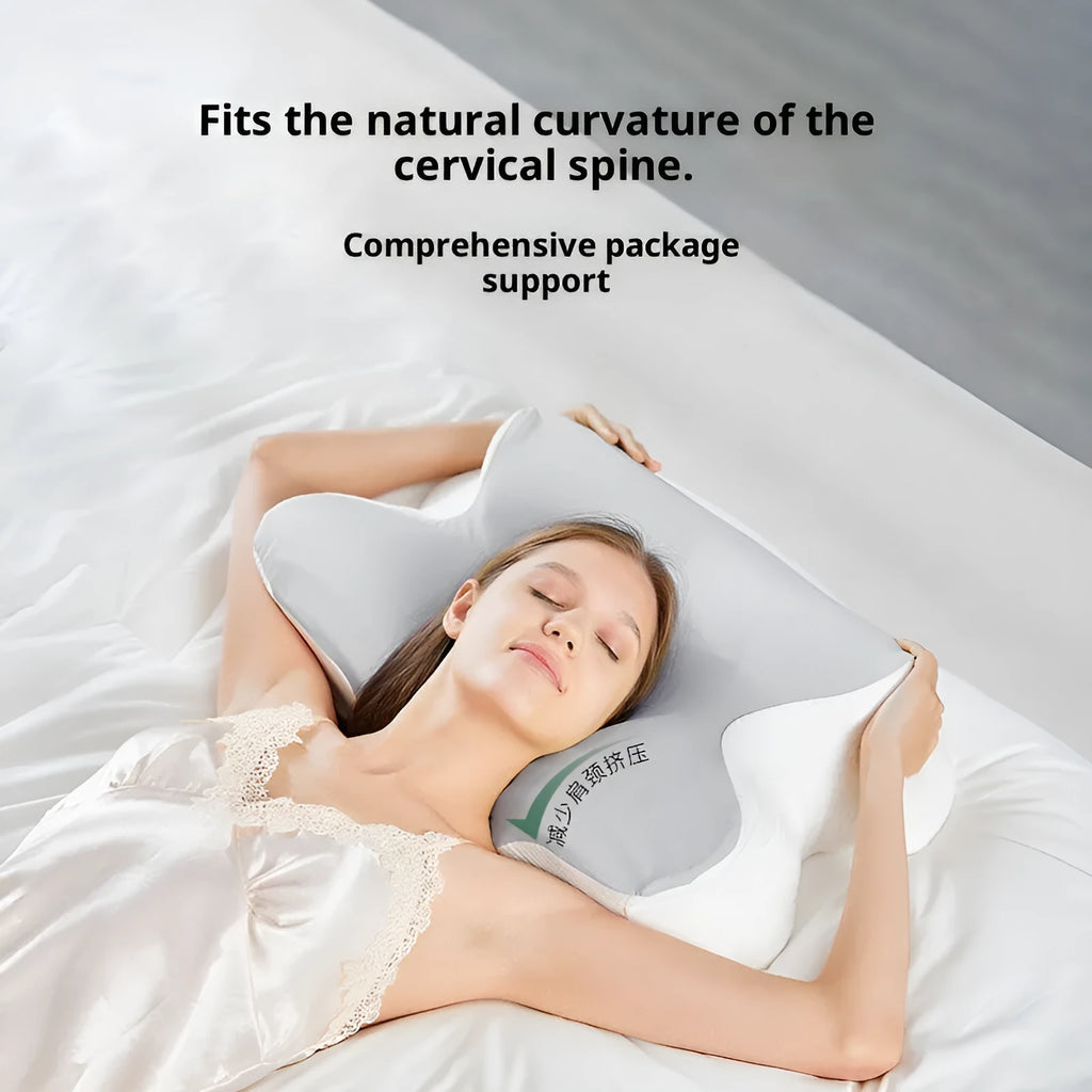 Memory foam butterfly pillow slow rebound in volcanic ash 62x42x11/13cm for neck support
