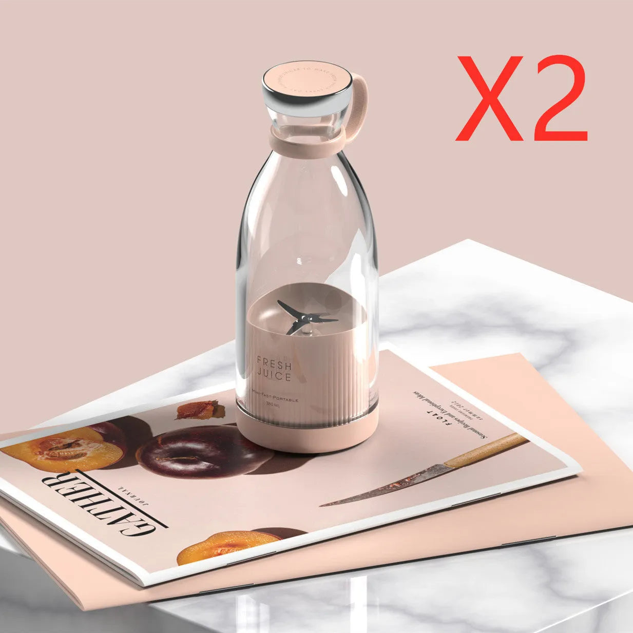 350ml white USB rechargeable portable blender with stainless steel blades and charging stand