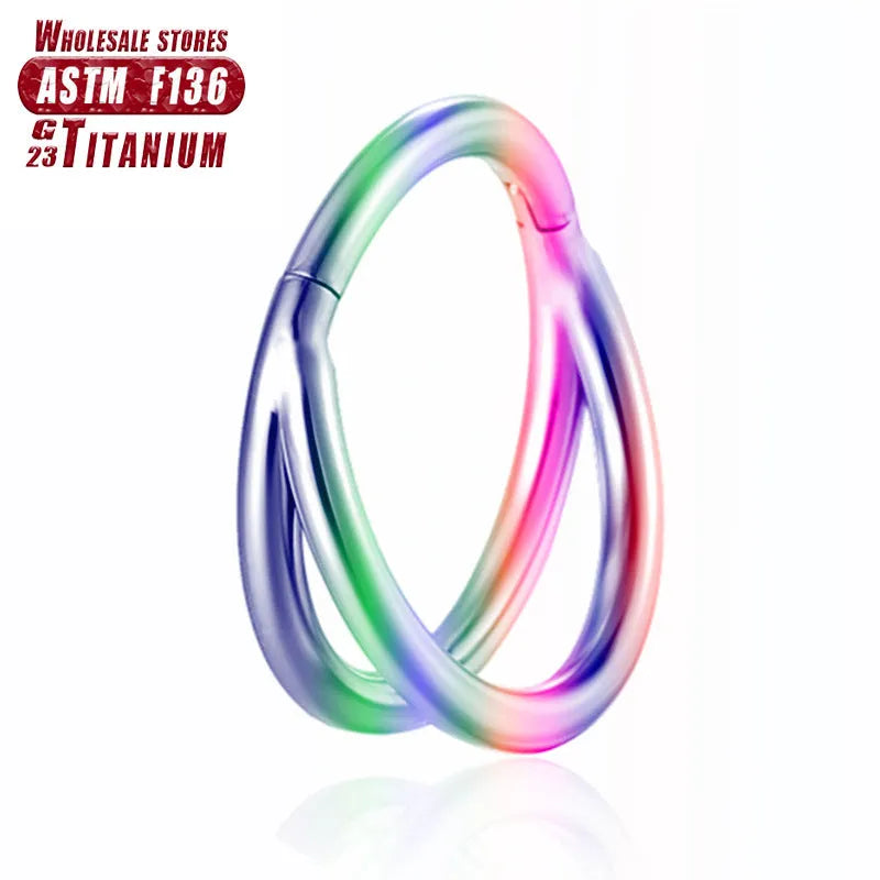 Titanium alloy nose ring body jewellery in silver, gold, black, rose gold and colourful finishes
