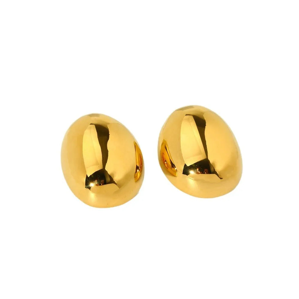 Geometric line earrings with 18K gold-plated glazed surface on stainless steel