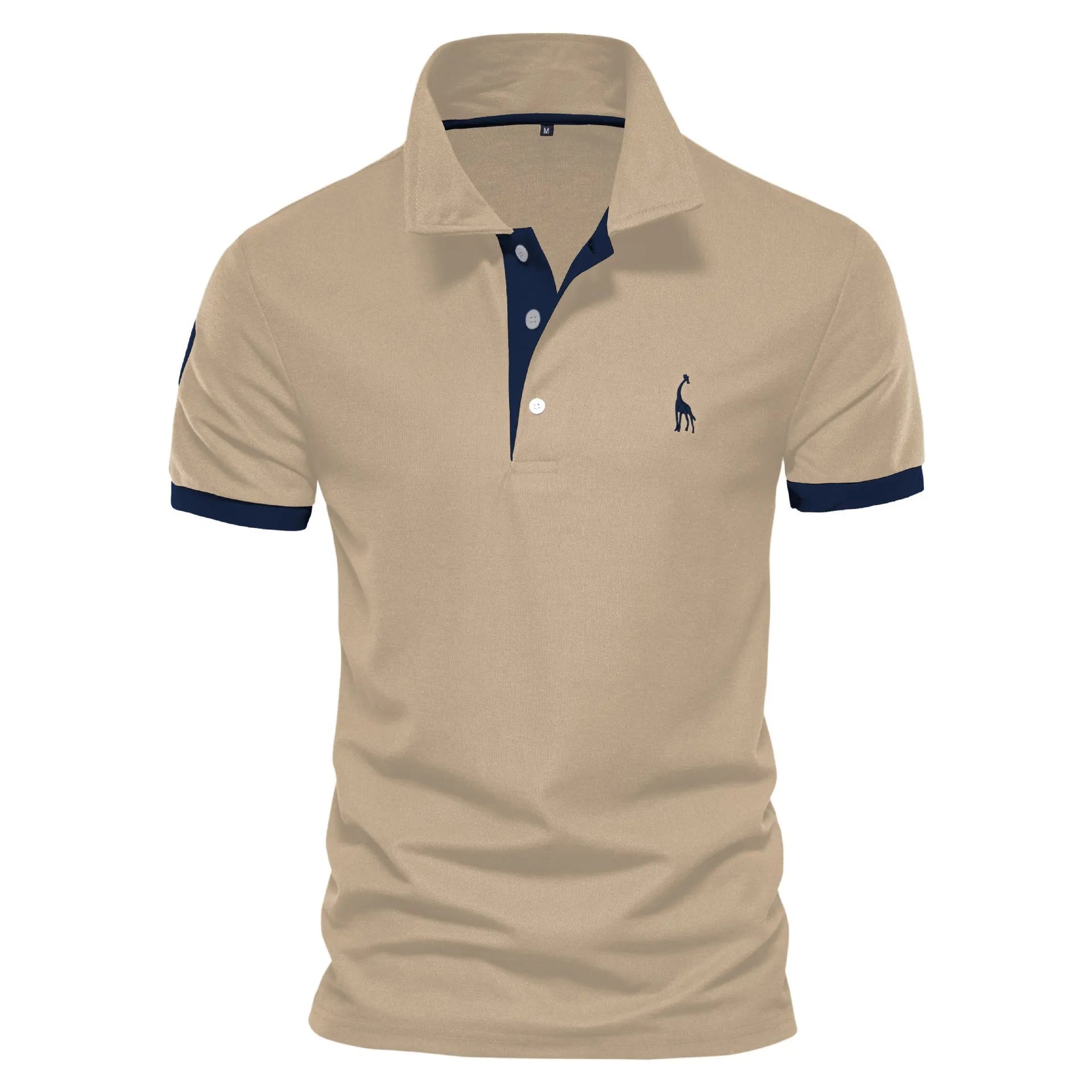 Close-up of a men's slim-fit t-shirt with a detailed embroidered deer design on the chest.