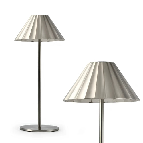 Black alloy desk lamp with touch dimming control and USB-C charging port on base.