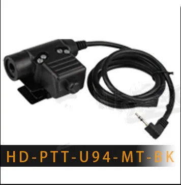 Black outdoor tactical headset with ABS construction and cable for radio connection