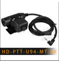 Black outdoor tactical headset with ABS construction and cable for radio connection
