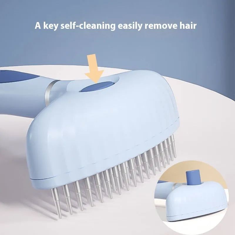 Azure light blue stainless steel double-row pet comb for dog grooming