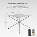Silver stainless steel barbecue grill set with a fitted grill net, shown in medium and large size options.